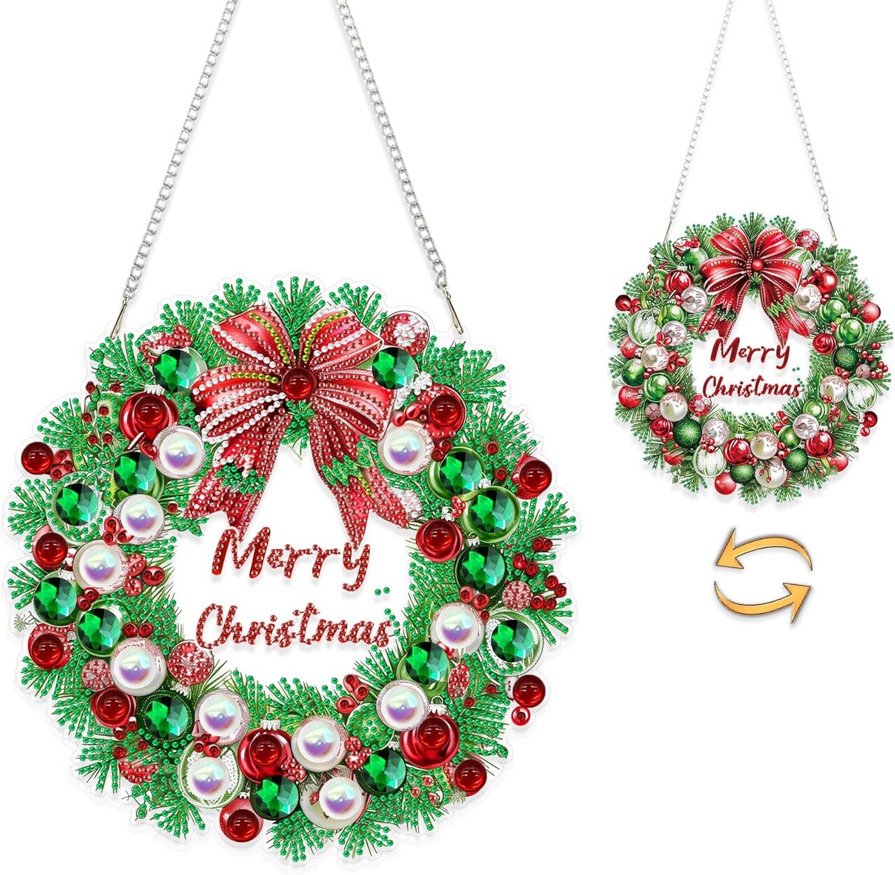 Christmas Diamond Art Hanging Kit – DIY Wreath Pendant Ornament (Double-Sided)
